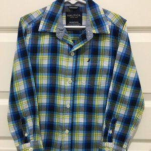 Nautica Long Sleeve Multi-Check Button-Down Shirt Sz M (5/6)